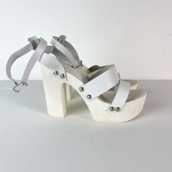Charles David NWOT Women's White Leather Platform Sandal Size 6.5 - Picture 1 of 6